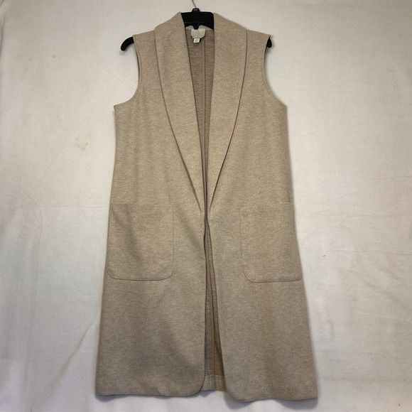 Joie Jackets & Blazers - Joie Women Duster Cardigan Long Vest Open Front Sleeveless Large Tan Soft EUC
